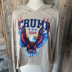 Trump 2024 Crop Hoodie Grey